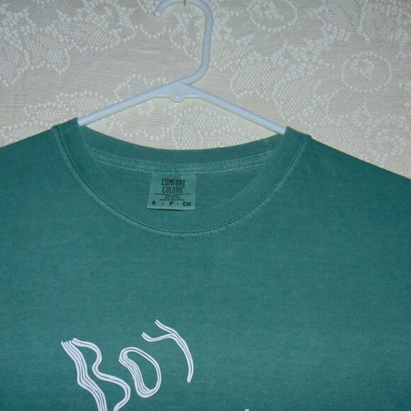 Boy Willows Comfort Colors T Shirt Men's Green Long Sleeve Small Cotton NWOT - Picture 4 of 6